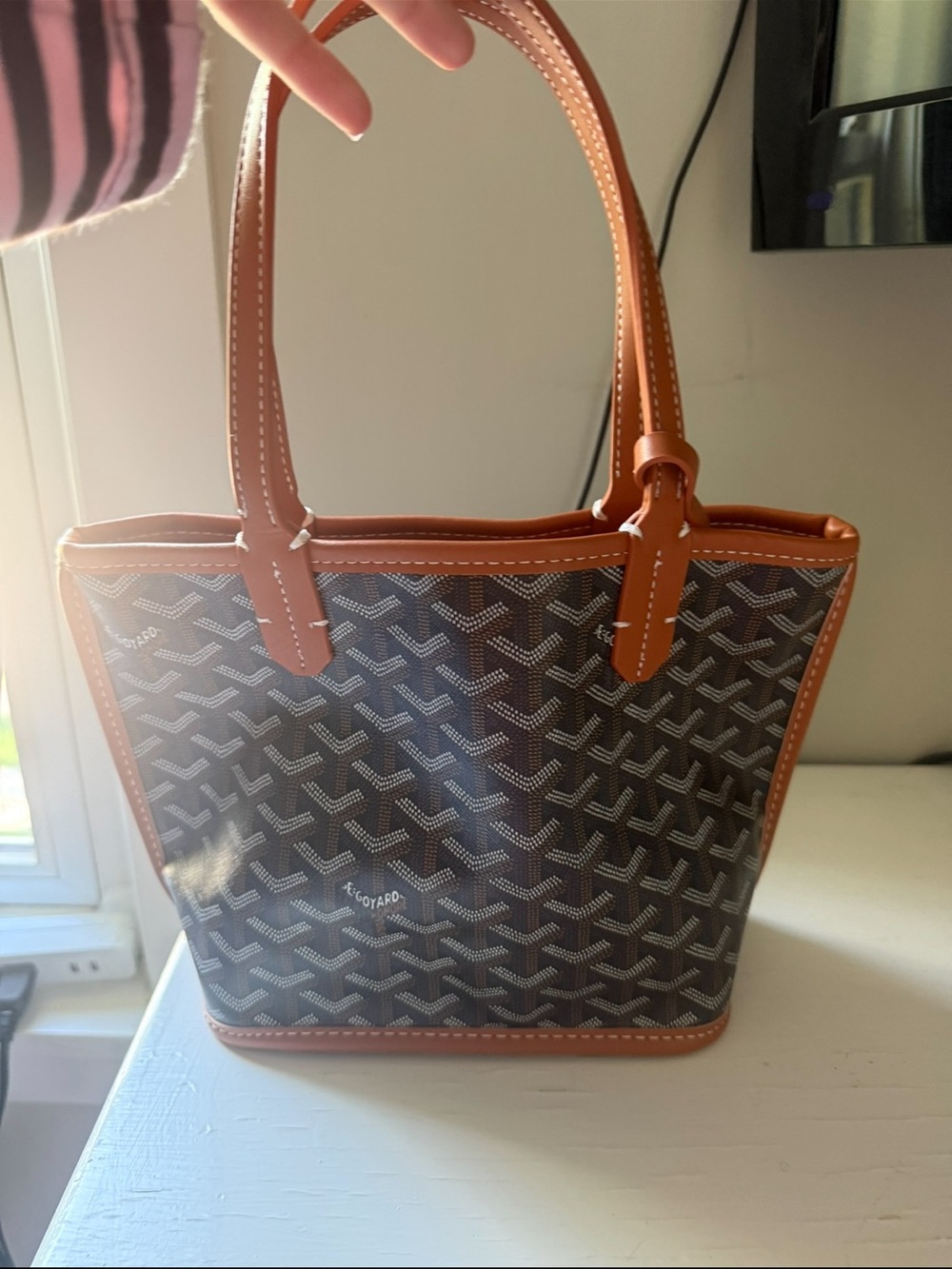 Black & Brown Chevron Small Tote